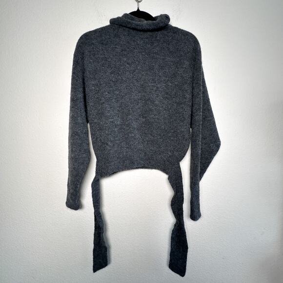 Wilfred Lorin Sweater Gray Alpaca Blend Tie Waist Turtleneck Size S - Picture 8 of 12